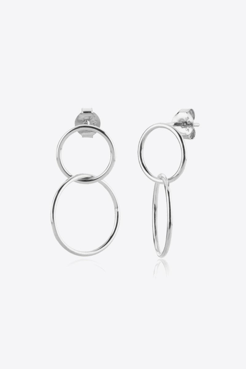 Sterling Silver Double Hoop Drop Earrings
