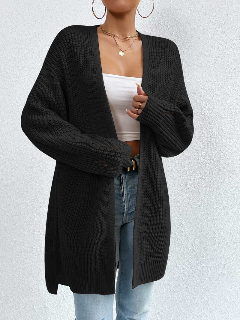 Cassian Open Front Dropped Shoulder Slit Cardigan - Deal of the day!