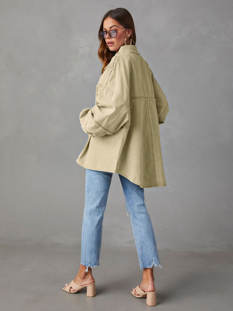 Moxie Dropped Shoulder Raw Hem Jacket -- Deal of the day!