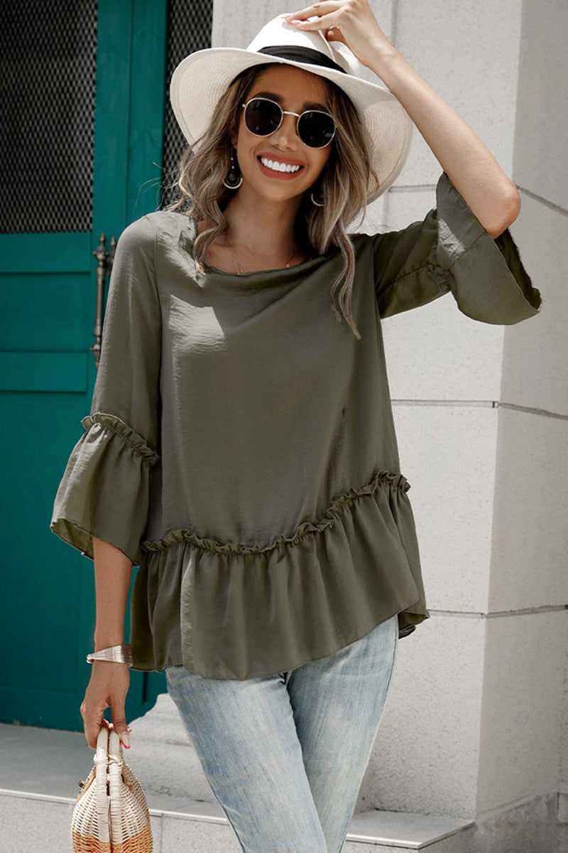 Freya Frill Trim Round Neck Blouse- Deal of the Day!