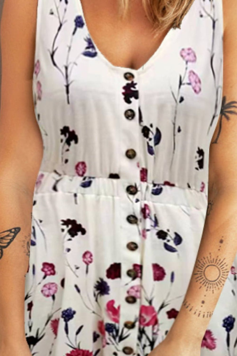 Rosie Scoop Neck Buttoned Sleeveless Magic Dress