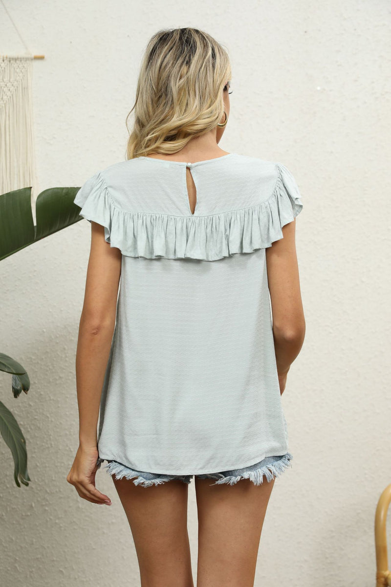 Fleur Spliced Lace Ruffled Blouse Deal of the day