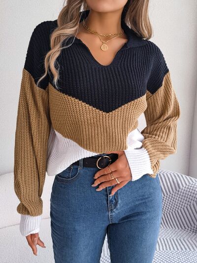 Trina Color Block Dropped Shoulder Sweater -- Deal of the day!