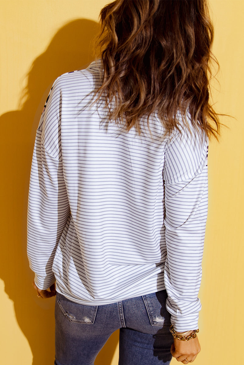 Tatyana Mixed Print Color Block Half-Zip Sweatshirt