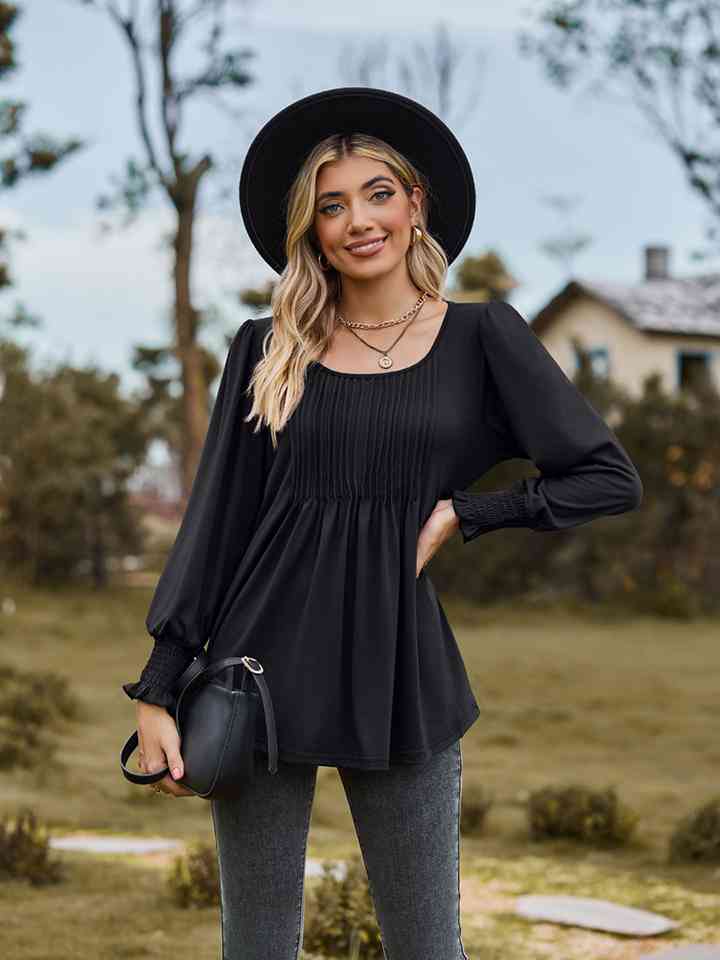 Corie Puff Sleeve Pleated Blouse -- Deal of the day!