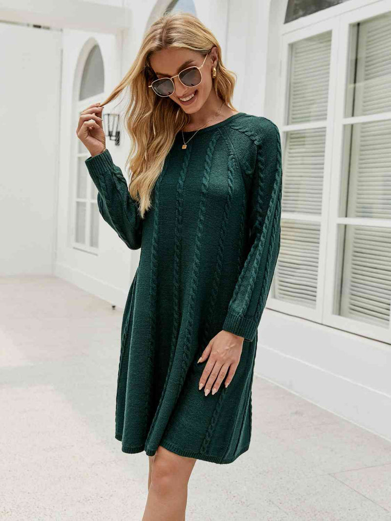 Theresa Cable-Knit Long Sleeve Sweater Dress