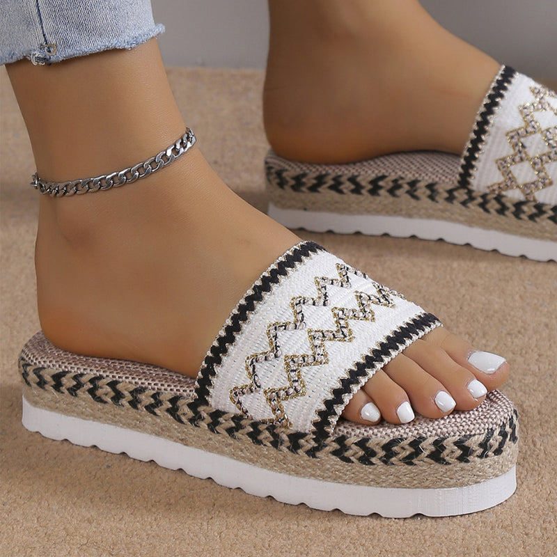 Beatrice Geometric Weave Platform Sandals