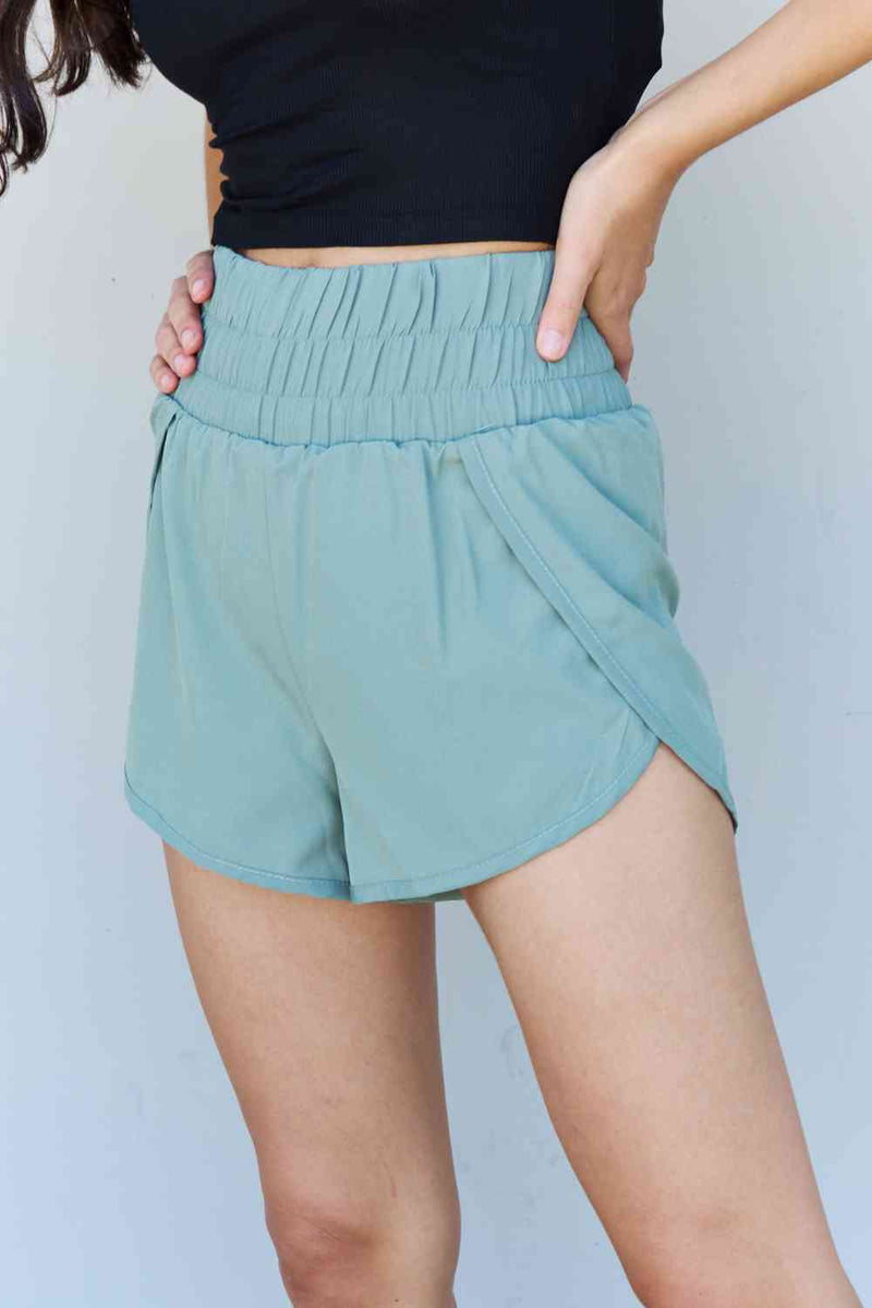 Lisa Stay Active High Waistband Active Shorts in Pastel Blue