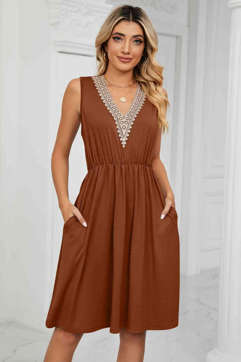 Layla Contrast V-Neck Sleeveless Dress -- Deal of the day!