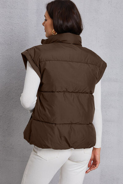 Sloane Zip Up Turtleneck Pocketed Vest Coat