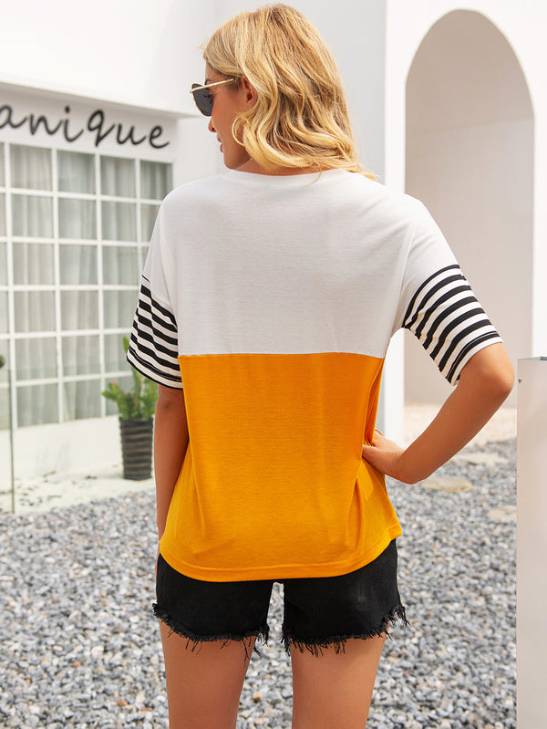 Eliza Striped Color Block Round Neck Tee -- deal of the day!