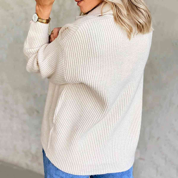 Ruth Collared Neck Rib-Knit Top