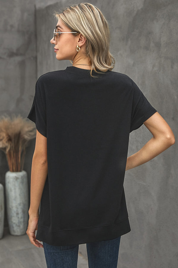 Marie Round Neck Short Sleeve Solid Color Tee