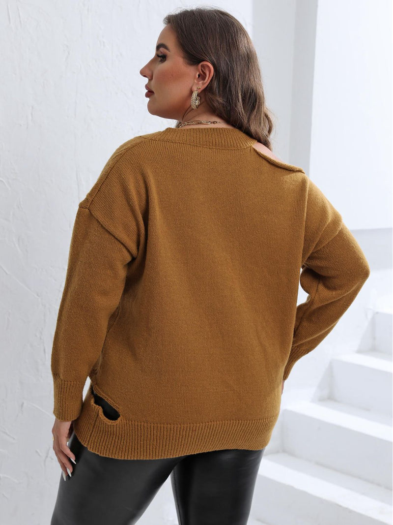 Miranda Plus Size Cutout V-Neck Sweater