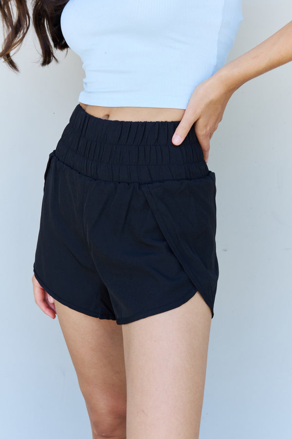 Lisa Ninexis Stay Active High Waistband Active Shorts in Black
