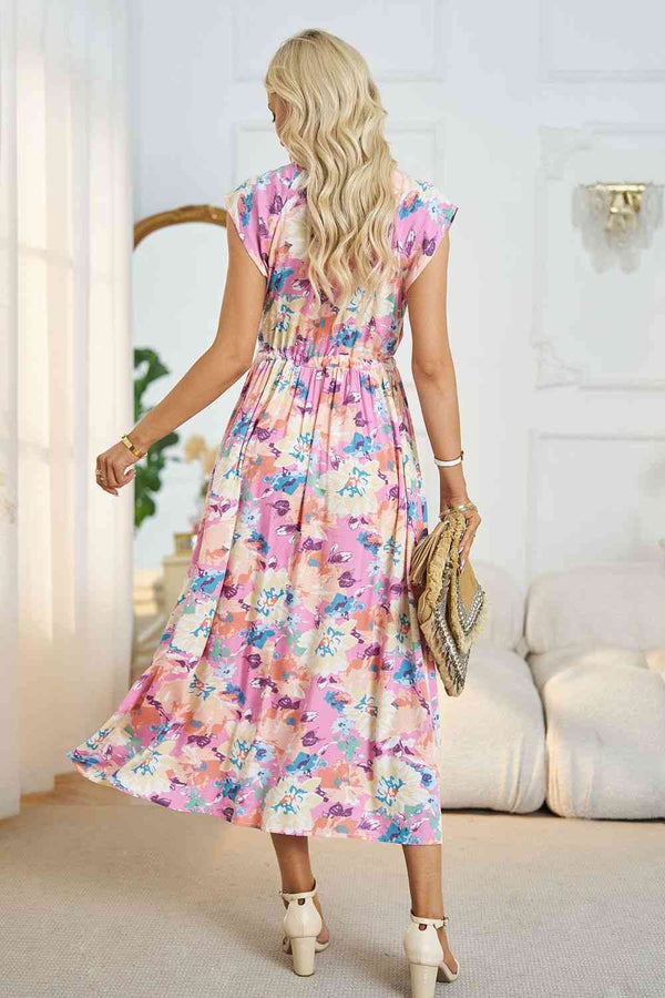 Bethany Floral V-Neck A-Line Midi Dress -- Deal of the day!