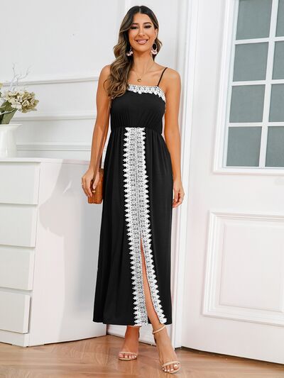 Hallie Slit Lace Detail Spaghetti Strap Dress -- Deal of the day!