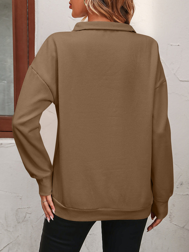 Zanie Zip-Up Dropped Shoulder Sweatshirt - Deal of the day!