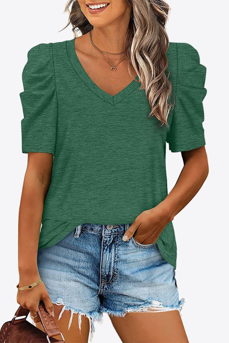 Deal of the Day Jules V-Neck Puff Sleeve Tee