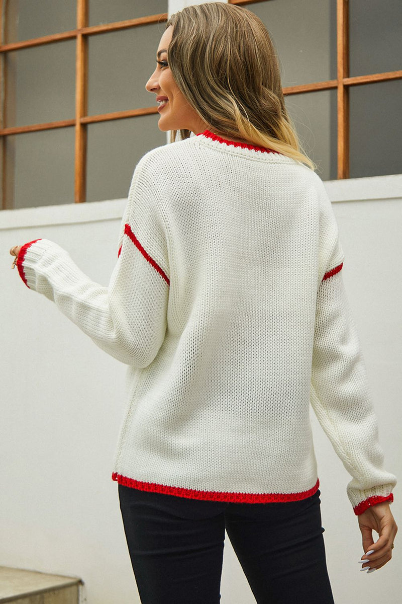 Daniella Round Neck Long Sleeve Waffle-Knit Sweater