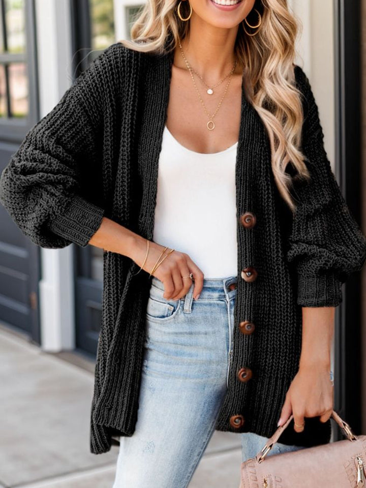 Torrence Full Size Button-Up V-Neck Long Sleeve Cardigan