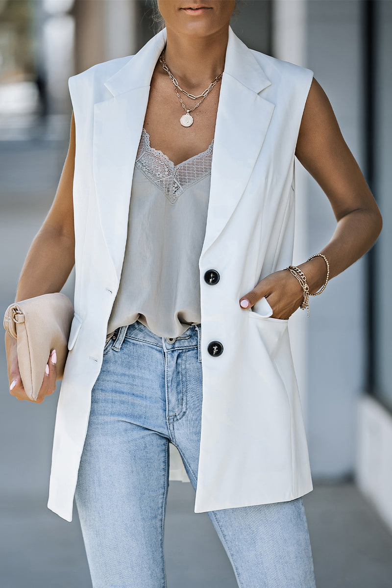 Lyra Longline Blazer Vest with Pockets