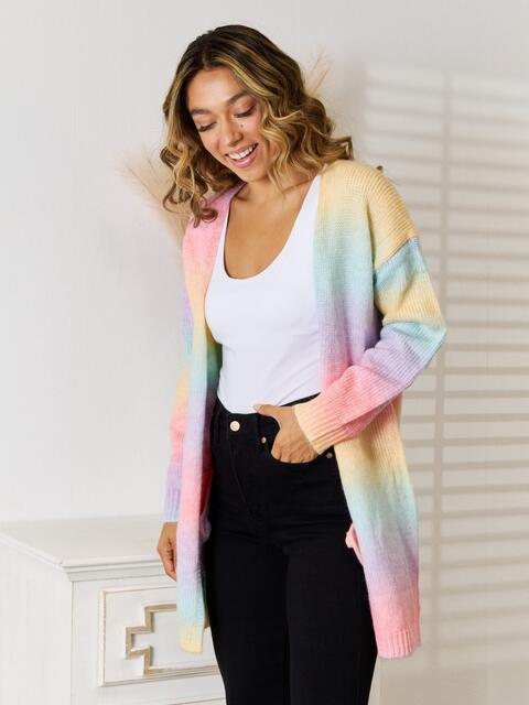 Sterling Full Size Gradient Open Front Cardigan