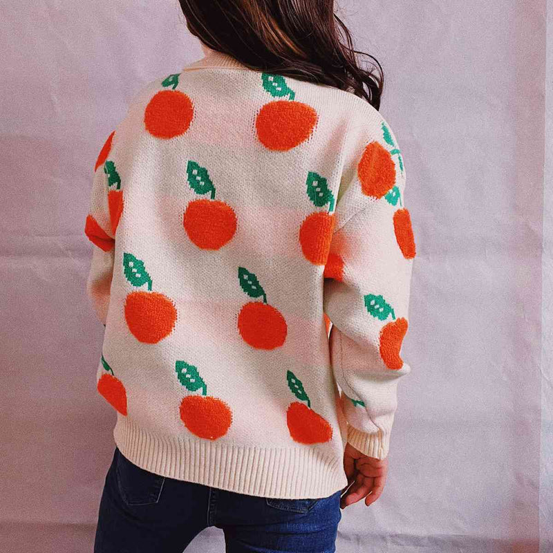 Liana Fruit Pattern Turtleneck Dropped Sweater