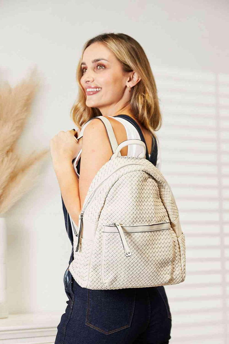 Woven PU Leather Backpack