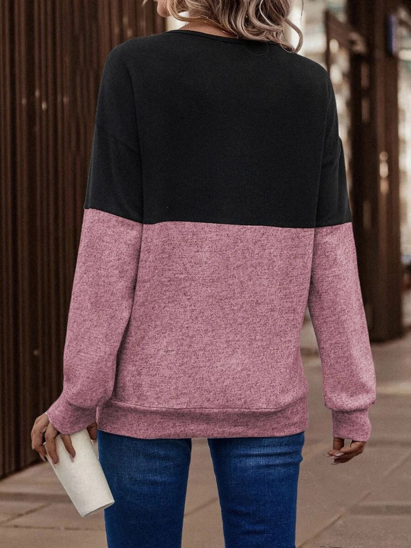 Violet Two-Tone Crisscross Detail Sweatshirt -- Deal of the day!