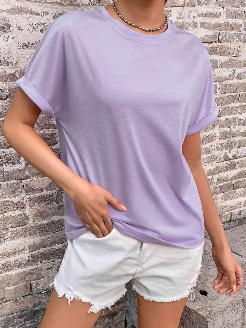 Brynna Round Neck Cuffed Sleeve T-Shirt
