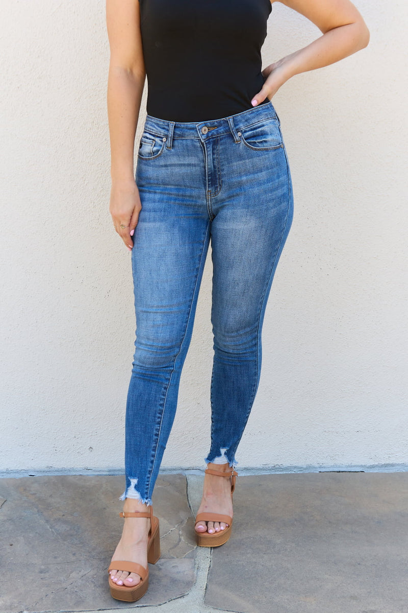 Lindsay Kancan Raw Hem High Rise Skinny Jeans