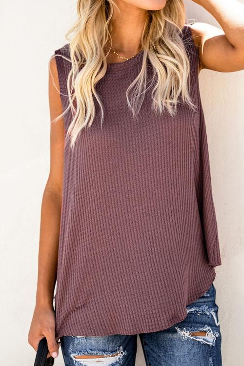 Taylor Waffle Knit Round Neck Tank  -- Deal of the day!