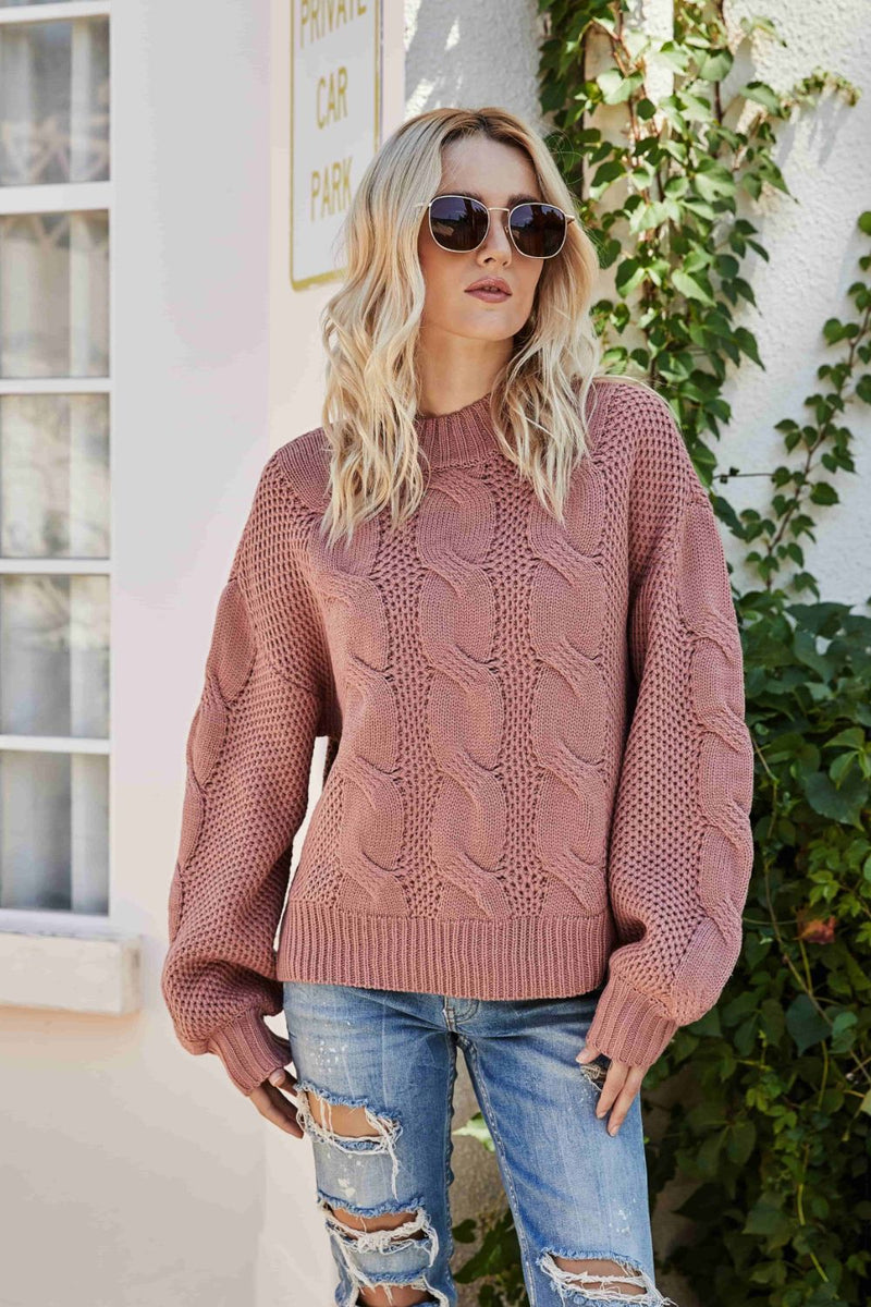 Hudson Mixed Knit Crewneck Drop Shoulder Sweater