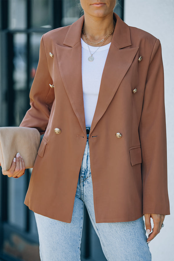 Colette Double-Breasted Lapel Collar Long Sleeve Blazer