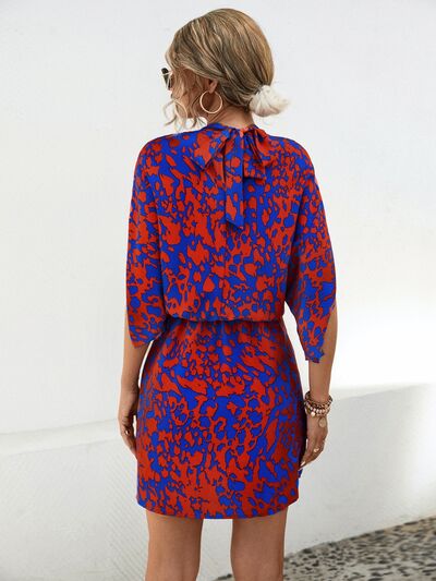 Sienna Tied Printed Mock Neck Mini Dress