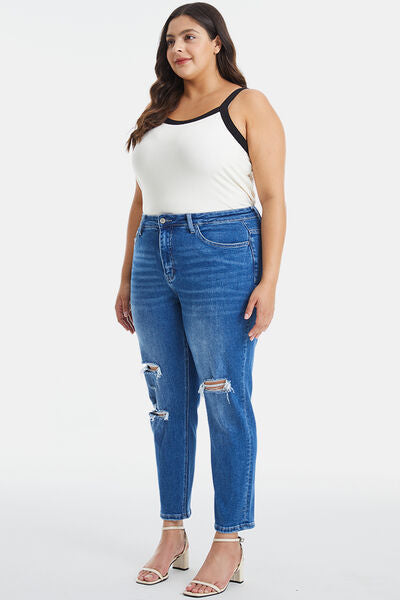 Corrine Full Size Distressed High Waist Mom Jeans
