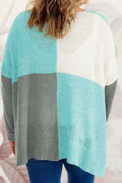 Canyon Plus Size Color Block Round Neck Sweater