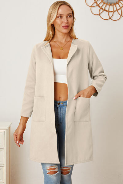 Rayne Open Front Pocketed Long Sleeve Coat