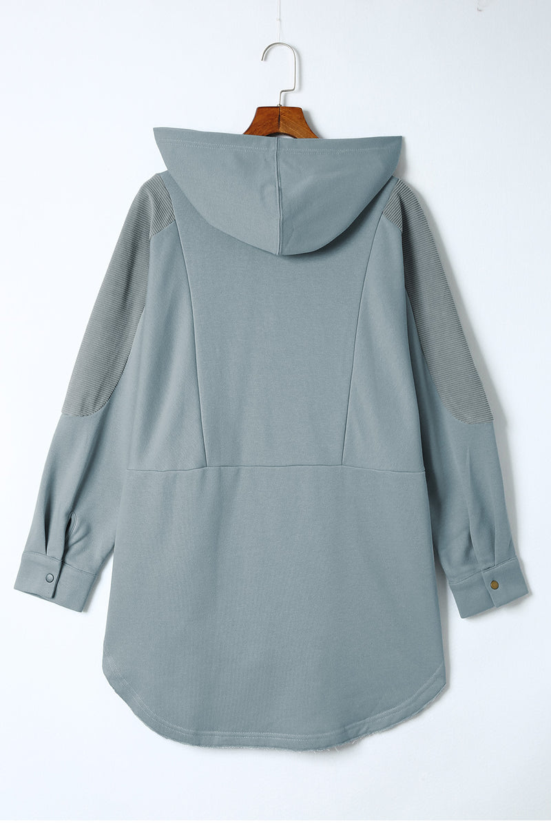 Levy Long Sleeve Buttoned Hoodie with Pockets