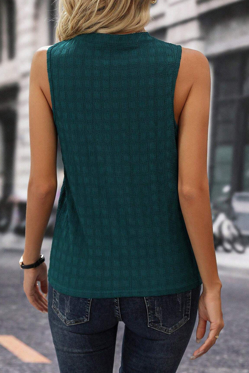 Lizzie Solid Notched Sleeveless Blouse