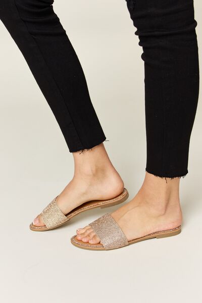 Kiera Rhinestone Open Toe Flat Sandals