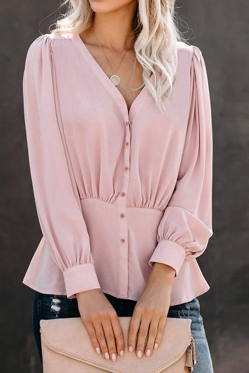 Tonya Buttoned Puff Sleeve Blouse -- Deal of the day!
