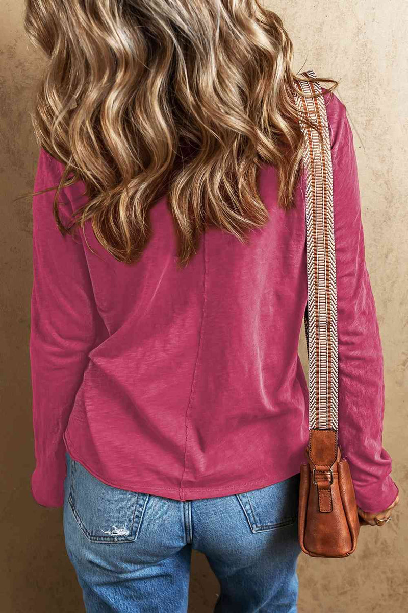 Laurel Exposed Seam V-Neck Long Sleeve T-Shirt -- Deal of the day!