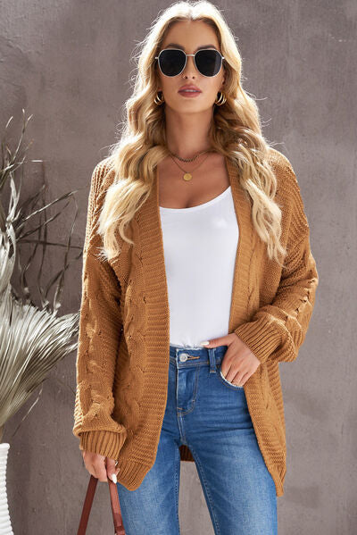 Gianna Waffle-Knit Open Front Dropped Shoulder Sweater