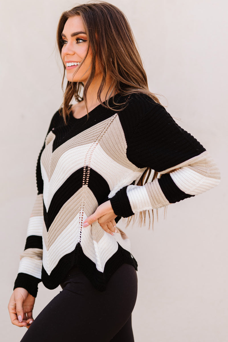 Tilly Color Block Rib-Knit Sweater