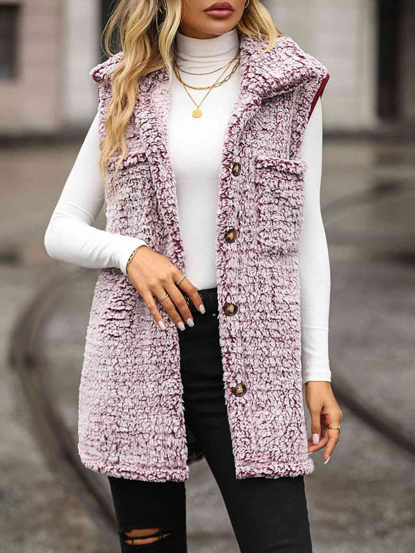 Lola Full Size Button Down Collared Neck Vest -- Deal of the day!