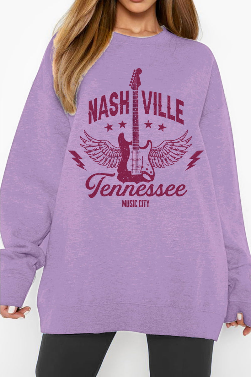Simply Love Full Size NASHVILLE TENNESSEE MUSIC CITY Graphic Sweatshirt