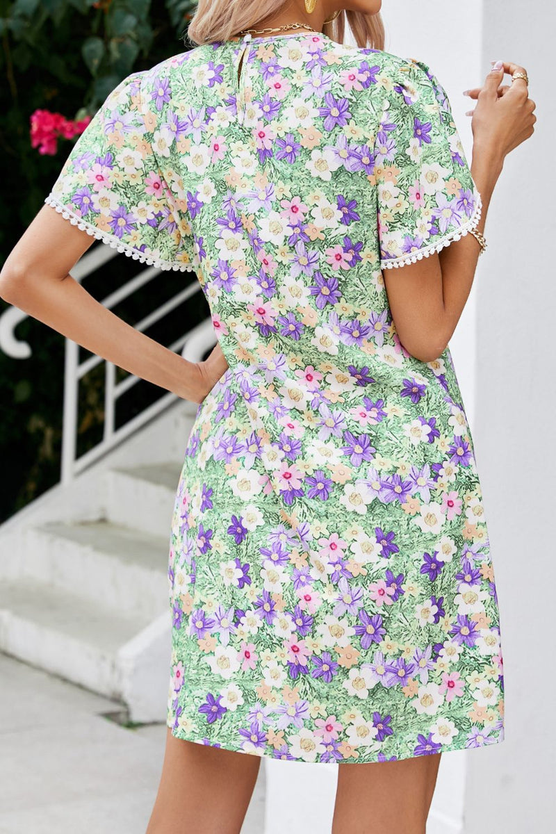 Alisha Floral Pom Pom Detail Petal Sleeve Dress - Deal of the Day!