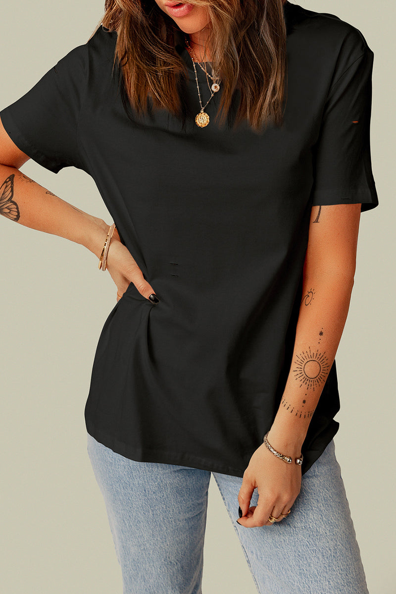 Deal of the Day Kyla Distressed Round Neck Tee